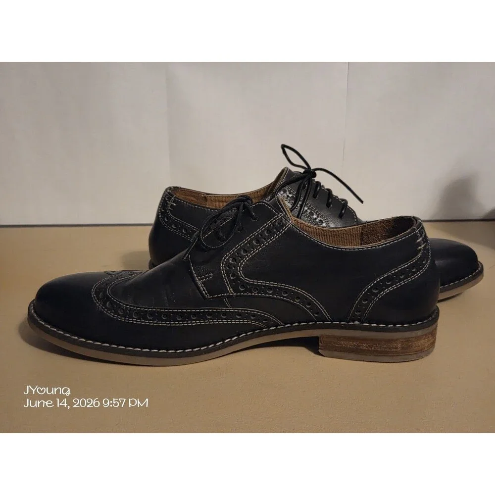 Nunn Bush Nelson Leather Wingtip Dress Shoe Black Men 8½